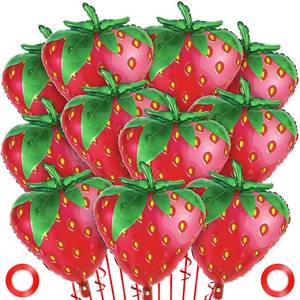 lot 2191 image: 12 Pcs Strawberry Balloons, Sweet Fruit Balloons for Birthday Party Decorations, Strawberry Foil Balloon for Strawberry Themed Party Baby Shower Gender Reveal (12 Pcs)