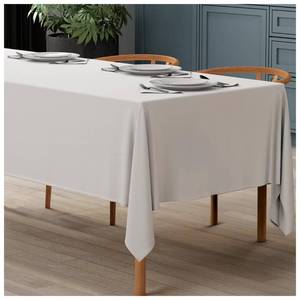 lot 2196 image: WEALUXE White Table Cloth for 8 Foot Rectangle Tables, 60x126 inches, Water, Stain and Wrinkle Resistant, 200 GSM Washable Poly Fabric Tablecloth Rectangular, Elegant and Durable
