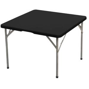 lot 2199 image: BDDC 34 x 34 Square Fitted Table Cover - Stretchy Spandex Black Table Cloth, Washable & Wrinkle-Resistant Tablecloth for Tables, IndoorOutdoor Picnics, Patios & Events