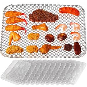 lot 2205 image: Mifoci 12 Pcs Disposable Grill Topper 12x16 Inch Non Stick Aluminum Grill Grates Liners Mesh Mat Disposable Sheets Pans for Outdoor Liners Cooking Grid Grates Pad for BBQ Camping Picnics Meat