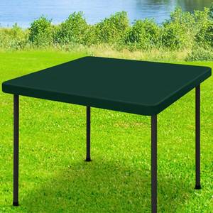 lot 2215 image: Moosfor Spandex Square Table Cloth, Elastic Fitted Tablecloths for Picnic, Stretch Washable Patio Table Cover for Outdoor, Camping, Banquet and Parties (Hunter Green, 34x34)