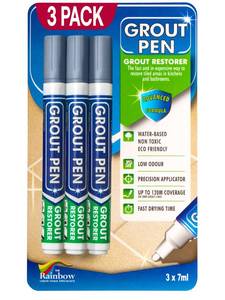 lot 2242 image: Grout Pen Grey Tile Paint Marker Waterproof Grout Paint, Tile Grout Colorant and Sealer Pen - Grey, Narrow 5mm Tip (7mL) - 3 Pack