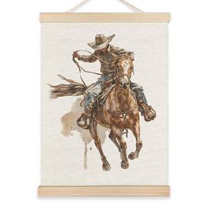lot 4050 image: LZYRF Vintage Western Cowboy Horse Wall Art Poster Framed, Western Home Decor, Retro Country Rodeo Cowboy Southwestern Canvas Prints Wall Decor for Home Bedroom Living Room, 12x16 Inch