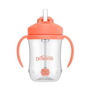 lot 4091 image: Dr. Browns Milestones 9 fl oz Babys First Straw Cup - Coral
