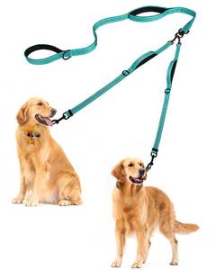 lot 4112 image: PetBonus Double Dog Leash, No Tangle Dual Leash, Reflective Walking Training Lead, 4 Comfortable Padded Handles for 2 Dogs with Collapsible Bowl and Waste Bags (Turquoise, Large)