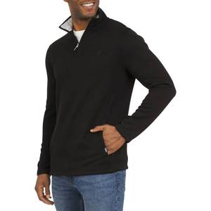 lot 4117 image: Chaps Mens Regular Fit Long Sleeve Midweight Quarter Zip Fleece Pullover Sweater, American Black, Large