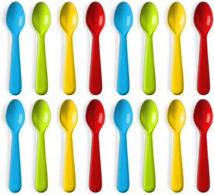 lot 4129 image: Plaskidy Plastic Toddler Spoons - Set of 16 Kids Spoons BPA FreeDishwasher Safe