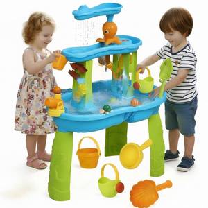 lot 5554 image: Hugut Upgraded 3-Tier Sand Water Table �� Outdoor Sensory Play Table for Kids, Ideal Gift for Backyard Summer Fun