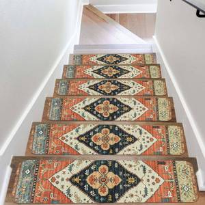 lot 5556 image: OJIA Non-Slip Carpet Stair Treads for Wooden Steps Set of 15, 30X8 Indoor Runner Resistant Rugs Rubber Safety Mats for Dogs, Kids & Elders, Stairway Grip