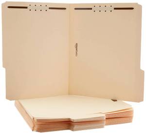 lot 5558 image: Amazon Basics Manila File Folders with Fasteners for Organized Filing, Letter Size, 100-Pack