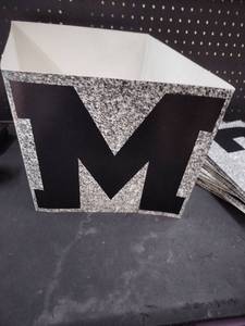 lot 5572 image: Unfoldable various letters and number boxes color gray and black set of eight
