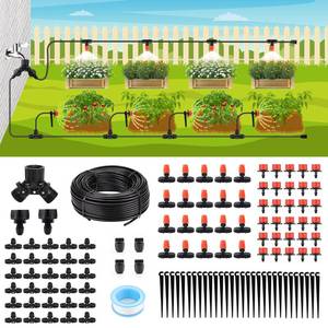 lot 5577 image: Locked - Connect Drip Irrigation Kit, 98ft Garden Drip Irrigation System, Automatic Micro Watering System with 47 inch Tubing Hose with Misting Nozzle Emitters for Garden, Bed Patio, Greenhouse
