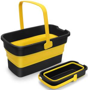 lot 5626 image: Collapsible Mop Bucket for Cleaning with Handle, Silicone Square Wash Bucket for Windows Cleaning Car Washing,Cleaning Supplies Organizer Plastic Water Bucket for Storage Household use, 3-Gallon