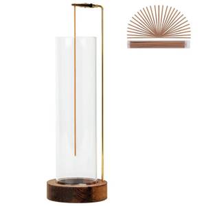 lot 6243 image: Incense Holder for Sticks, Anti-Ash Flying Incense Burner with 30 Incense Sticks, Detachable Glass Ash Catcher (Wood, Brown)