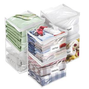 lot 6245 image: Kikerike Plastic Storage Bags with Easy-Glide Zipper, Pack of 6, Durable Clear Vinyl Zippered Storage Bags for Clothes Sweaters Comforters Blankets Sheets Bedding (12 x 12 x 12 Inch, White)