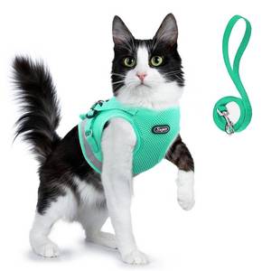lot 6262 image: Supet Cat Harness and Leash Set - Soft Mesh Adjustable Cat Vest Harness with Reflective Strap for Walking Cat and Puppy Rabbit