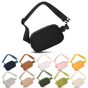 lot 6264 image: Frenou Fleece Belt Bag with Adjustable Strap for Women and Men Crossbody Fanny Bag Bum Bag, Waist Pack for Hiking Workout Sports Travel Black 2 Pack