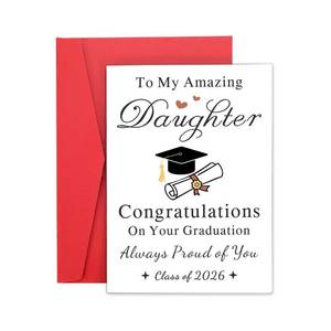 lot 6282 image: 2026 Graduation Gifts for Her Class of 2026 Gifts Bulk College Graduation Cards for Daughter Valentine Gift for College Girl Best Gift for High School Senior Year Night Proud of You Card with Envelope various birthday and celebration cards four pack