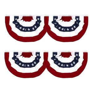lot 6317 image: Flaglink 1.5x3Ft American Pleated Fan Flag Width Approx 90cm - US Patriotic Half Fan Bunting Flag 4 PACK