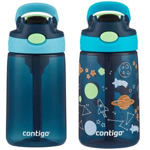 lot 6319 image: Contigo Kids Water Bottle with Redesigned AUTOSPOUT Straw 14oz. 2 Pack Blueberry and Blue Raspberry & Blueberry and Blue Raspberry with Cosmos