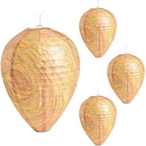 lot 6328 image: ZeeDix 4 Pack Hanging Paper Fake Wasp Nest Decoy for Outdoor, Home and Garden(8.66�11,Warm Color)