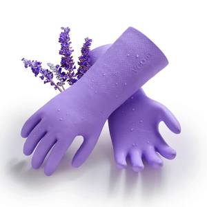 lot 6329 image: Vgo... 1 Pair Household Cleaning Gloves Infused with Rresh Rich Aromas, Lined Dishwashing Gloves,Long Sleeves Kitchen Gloves, Bathroom Cleaning, Gardening, Pet Care(Violet,Size M,TP1117) size M