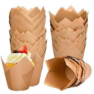 lot 6332 image: Neyimqr 120 Counts Natural Tulip Cupcake Liners for Baking Cups, Food Grade Parchment Paper Muffin Liners Holders, Standard Tulip Cupcake Liners, Greaseproof Cup Cake Wrappers for Party, Christmas