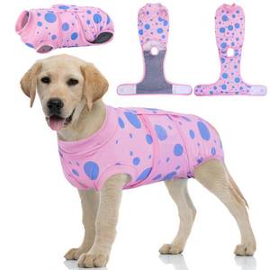 lot 6335 image: Kuoser Dog Surgery Suit, Soft Dog Spay Recovery Suit Female, Anti Licking Neuter Recovery Suit for Male Dogs, Post-Op Pet Surgical Suit Protective Wear E-Collar & Cone Alternative,Pink Polka Dots M