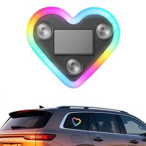 lot 6342 image: VANKUB 1PCS Car LED Ambient Lights, Car Triangle Window Solar-Powered Heart Shaped Atmosphere Light with 8 Switchable Lighting Modes, Rechargeable Romantic Neon Heart Light for Interior Car(Colorful)