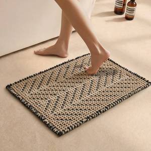 lot 6348 image: Sunfly Waffle Bath Mat, Boho Bathroom Rugs Non Slip Washable Super Absorbent Quick Dry Bath Mat Farmhouse Bathroom Decor, 16x24 Black &Khaki