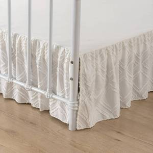 lot 6349 image: Bed Skirt Queen Size Ruffled Bed Skirt with Split Corners, 18 Inch Drop Dust Ruffle Bed Skirts with Platform, Tufted Boho Bed Skirting Queen Size, Square, Ivory, 18 Queen