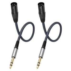 lot 6351 image: HUALEU 2 Pack 14 TRS to 3Pin XLR Male Auido Cable,6.35mm TRS to XLR Male Braid Quarter inch Balanced Cable for Mixer Power Amplifier-1Feet