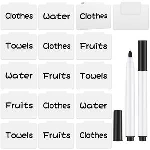 lot 6353 image: Chrisfall 18 Pcs White Basket Labels Clip on, Removable Hanging Bin Labels for Storage Bin with Chalk Markers for Basket Kitchen Pantry