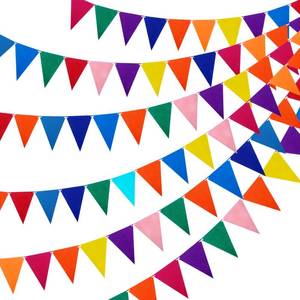 lot 6358 image: HOXBUR 6Strings Rainbow Pennant Banner Flags, 8.2Ft 72Pcs Felt Multi-Color Bunting String Triangle Flags Garland for Birthday Party Back to School Indoor Outdoor Decorations