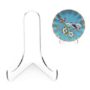 lot 6364 image: Boloyo 60-Degree Angle Acrylic Plate Display Stand , 4.5 Inch 2PC Clear Acrylic Display Holder Easel Base for Home Office Kitchen School Art Display