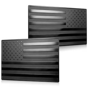 lot 6368 image: 3D Embossed Aluminum Black American Flag Decal for Car, 1 Pair 5x3, UV-Proof Rust-Free US Flag Stickers, Patriotic Accessories for Men, Cool Fathers Day Gift for Dad, Fits SUV Motorcycle Truck