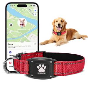lot 6379 image: Myiwb GPS Dog Collar Tracker 2-in-1,Reflective Waterproof Pet Collar,iOS-Only,No Monthly Fees,Unlimited Range,Dog Tracking Collar Pet Tracker,for Small Medium Large Dogs(XS (10.6-13.6), Red)