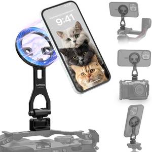 lot 6381 image: Leftfoto Metal Strong Magnetic Phone Stand with 14-20 ARRI Locating Screw -Adjustable Foldable Holder for iPhone 17 16 15 14 13 12 Pro Max Mini & Magsafe Case,for VloggingVideo Shooting