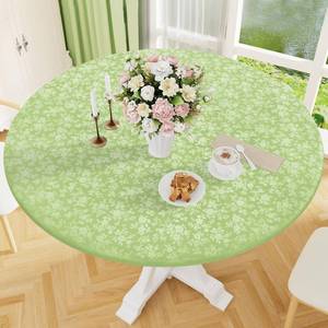 lot 6382 image: Smiry Round Picnic Tablecloth, Elastic Waterproof Fitted Heavy Duty Vinyl Tablecloths for 36-44 Tables, Wipeable Washable Table Cover for Kitchen, Dining, Camping, Outdoor, Sage Green