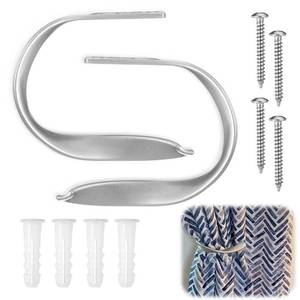 lot 8293 image: Chumia 2 Pcs Brushed Silver Metal Curtain Holdbacks Brushed Silver Wall Mounted Drapery Tiebacks with Screws Decorative Window Treatment Holdbacks for Bedroom Livingroom Office