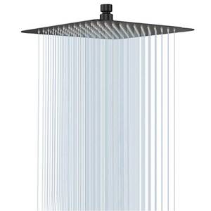 lot 9156 image: NearMoon Rain Shower Head, High Flow Stainless Steel Square Rainfall Shower, Waterfall Bath Shower Body Covering, Ceiling or Wall Mount (12 Inch, Matte Black)