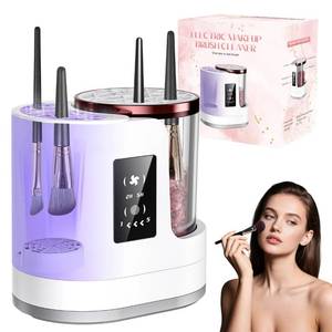lot 9160 image: 3 IN 1 Electric Makeup Brush Cleaner & Dryer Machine Automatic Cosmetic Brush Washer Portable USB Deep Cleaning Beauty Tool Gift for Women