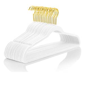 lot 9953 image: MIZGI Premium Velvet Hangers Pack 60 Pcs Heavyduty - Non Slip Slimline - Velvet Suit Hangers White - Gold Hooks,Space Saving Clothes Hangers