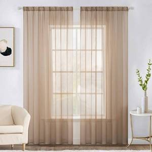 lot 10070 image: MIULEE 2 Panels Solid Color Sheer Window Curtains Elegant Window Voile PanelsDrapesTreatment for Bedroom Living Room (54X72 Inches Brown)