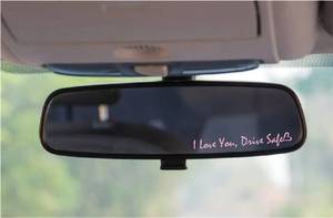 lot 10471 image: Drive Safe I Love You Rearview Mirror Stickers �� 2 Pack Cute Vinyl Car Decals for Women, Couples & Gifts �� Pink 4 Inch