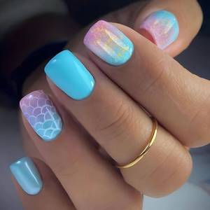 lot 10472 image: QQPPOLIU White French Tip Nails Press Ons with Rhinestones Design Short Square Press on Nails Pink Fake Nails Cute Glue on Nails for Girls Women Gift Prom Party Holiday