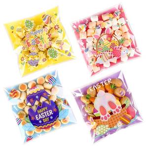 lot 10473 image: efivs arts Easter Cellophane Cookie Bags, 200PCS Self Adhesive Clear Easter Treat Bags Candy Cookie Snack Goodie Bags Plastic Gift Bags for Spring Holiday Party Favors, 4 Styles