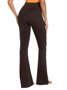 lot 10486 image: Sunzel Womens Crossover Flare Leggings with Pockets High Waist Yoga Pants High High Workout Gym Bootcut Leggings 30 Java Brown Small