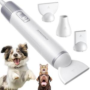 lot 11414 image: Buenkee Dog Dryer Handheld Pet Hair Dryer, 3HP High-Velocity Blower with 3 Speeds & 4 Temps Lightweight, Quiet Design. Portable Blow for Travel & Home Grooming. Includes 3 Nozzles (White)
