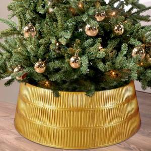lot 11427 image: ALKB 28.4 Gold Christmas Tree Collar �� 9-Panel Snap-On Plastic Tree Skirt Replacement, Holiday Base Cover for 5-8 ft Artificial or Real Trees